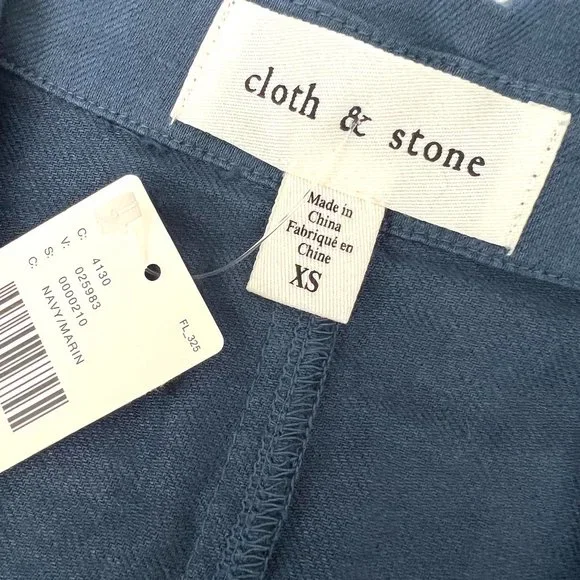 Anthropologie & Cloth & Stone Linen Belted Blazer Dress in Navy NWT - Picture 6 of 6